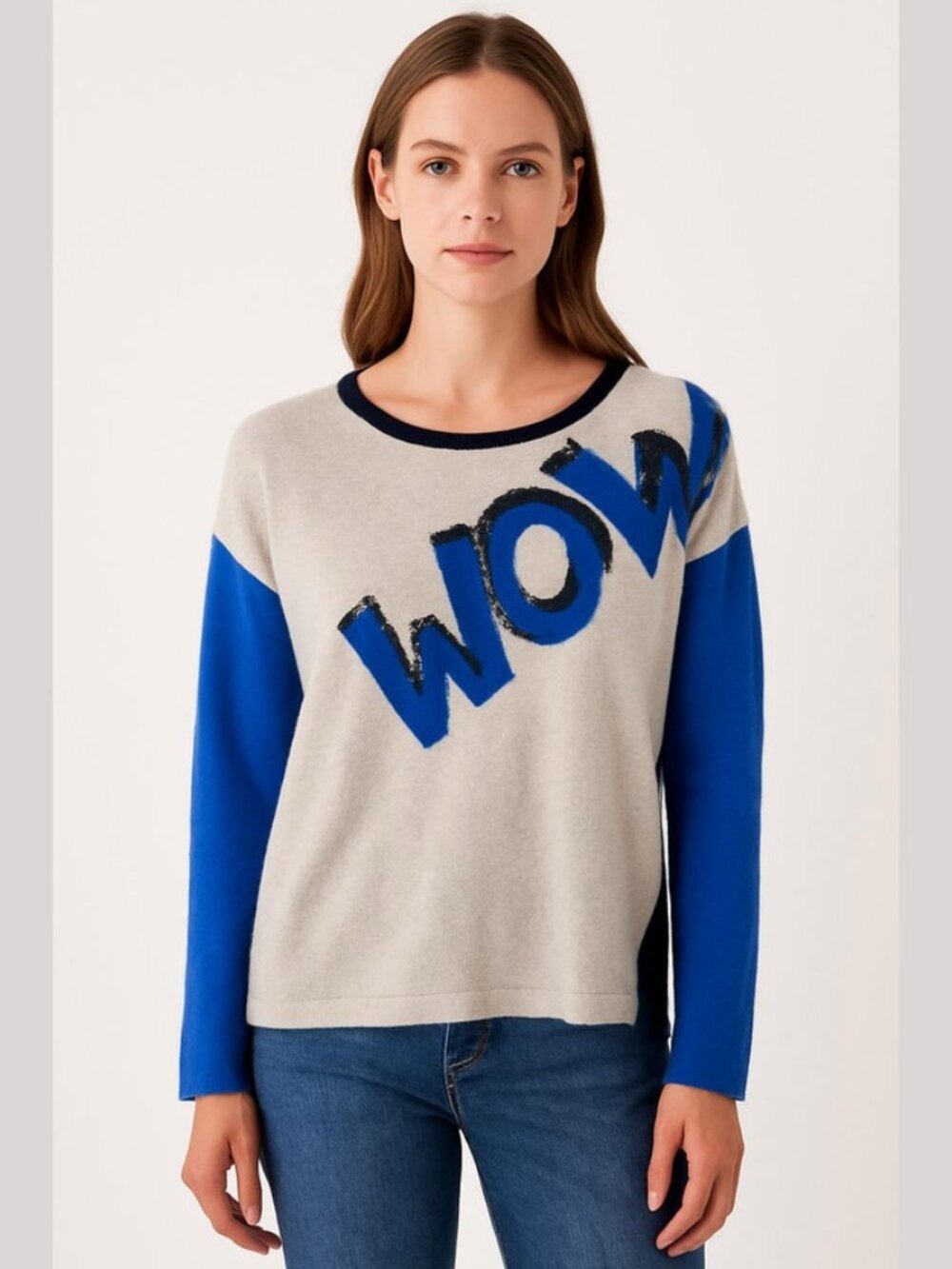 * Luisa Cerano Wool Colourblock WOW Sequin Appliqué Sweater Size 14